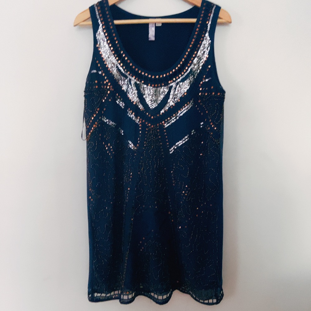 sequins blue dress